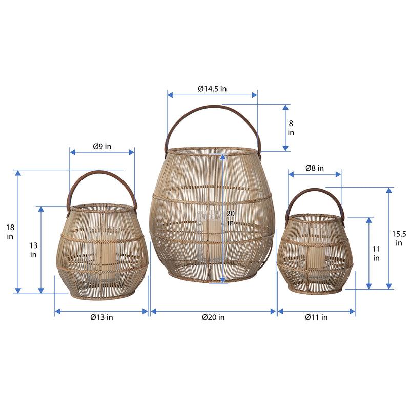 Kouboo Baja Tulip Decorative Rattan Hurricane Lanterns Natural