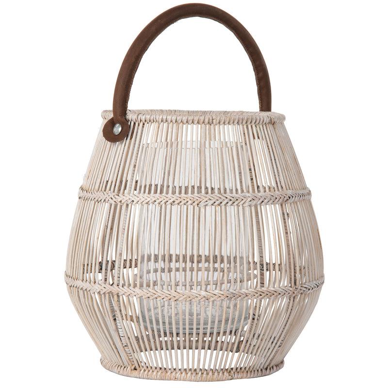 Kouboo Baja Tulip Decorative Rattan Hurricane Lanterns White-Wash