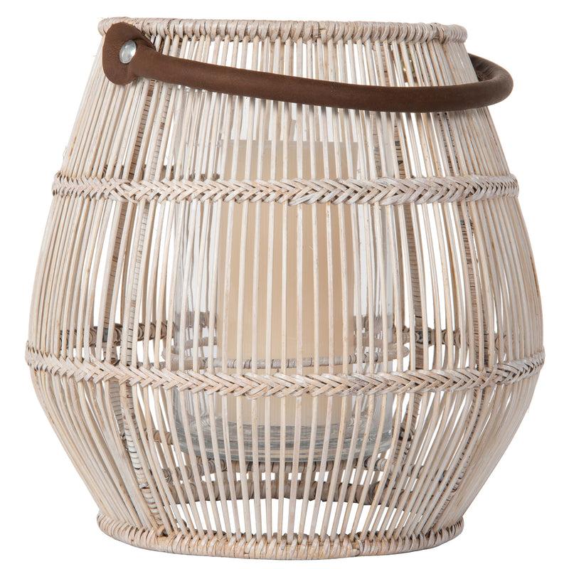 Kouboo Baja Tulip Decorative Rattan Hurricane Lanterns White-Wash
