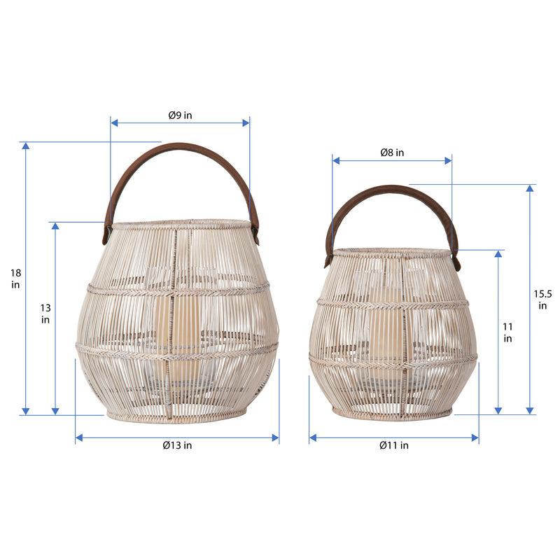 Kouboo Baja Tulip Decorative Rattan Hurricane Lanterns White-Wash
