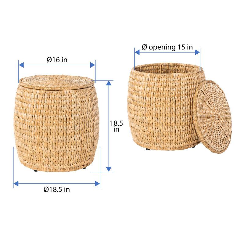 Kouboo Barrel Sea Grass Decortive Storage Stool & Side Table Natural