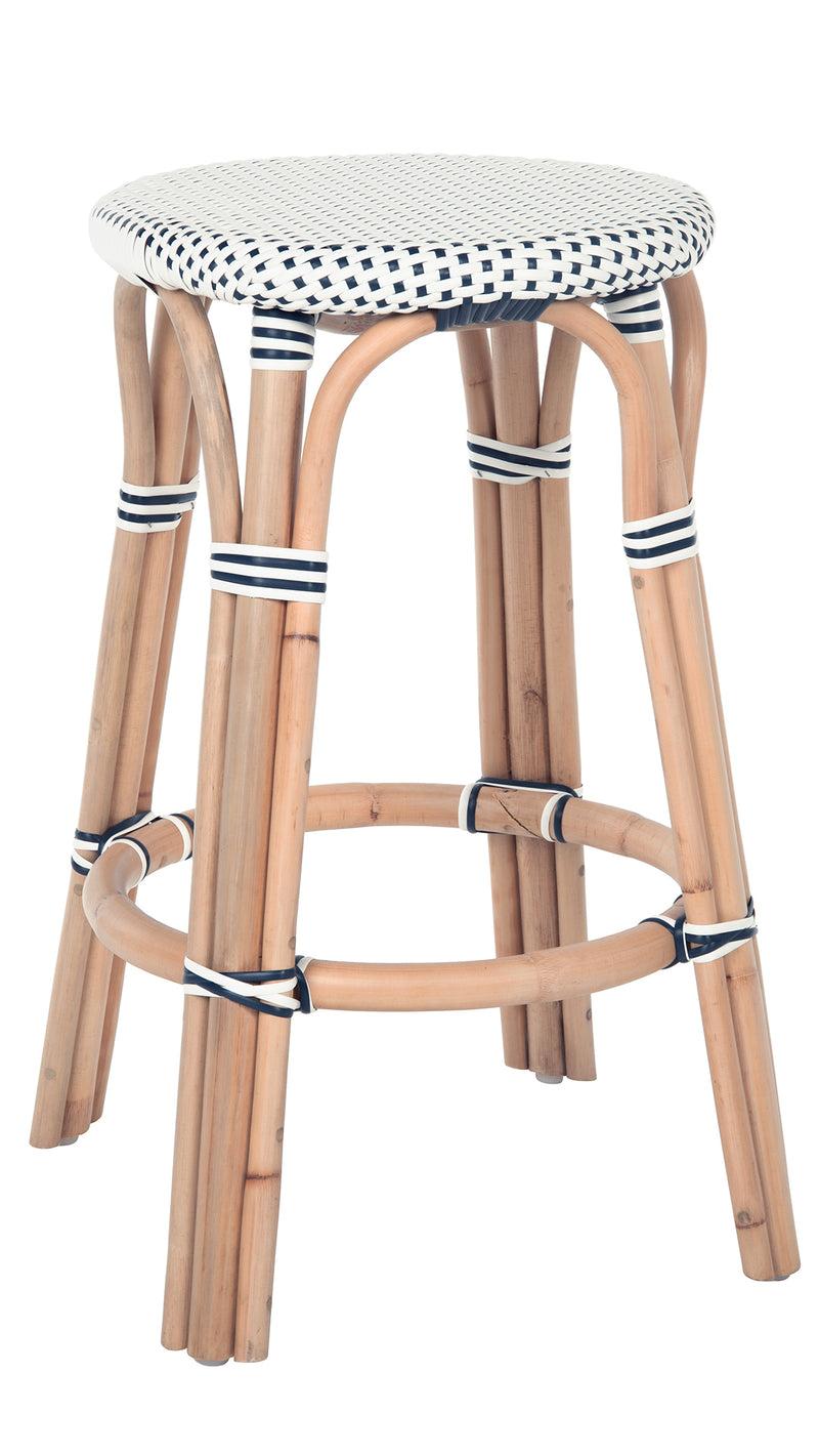 Kouboo Bistro Backless Counter Hight Stool White And Blue