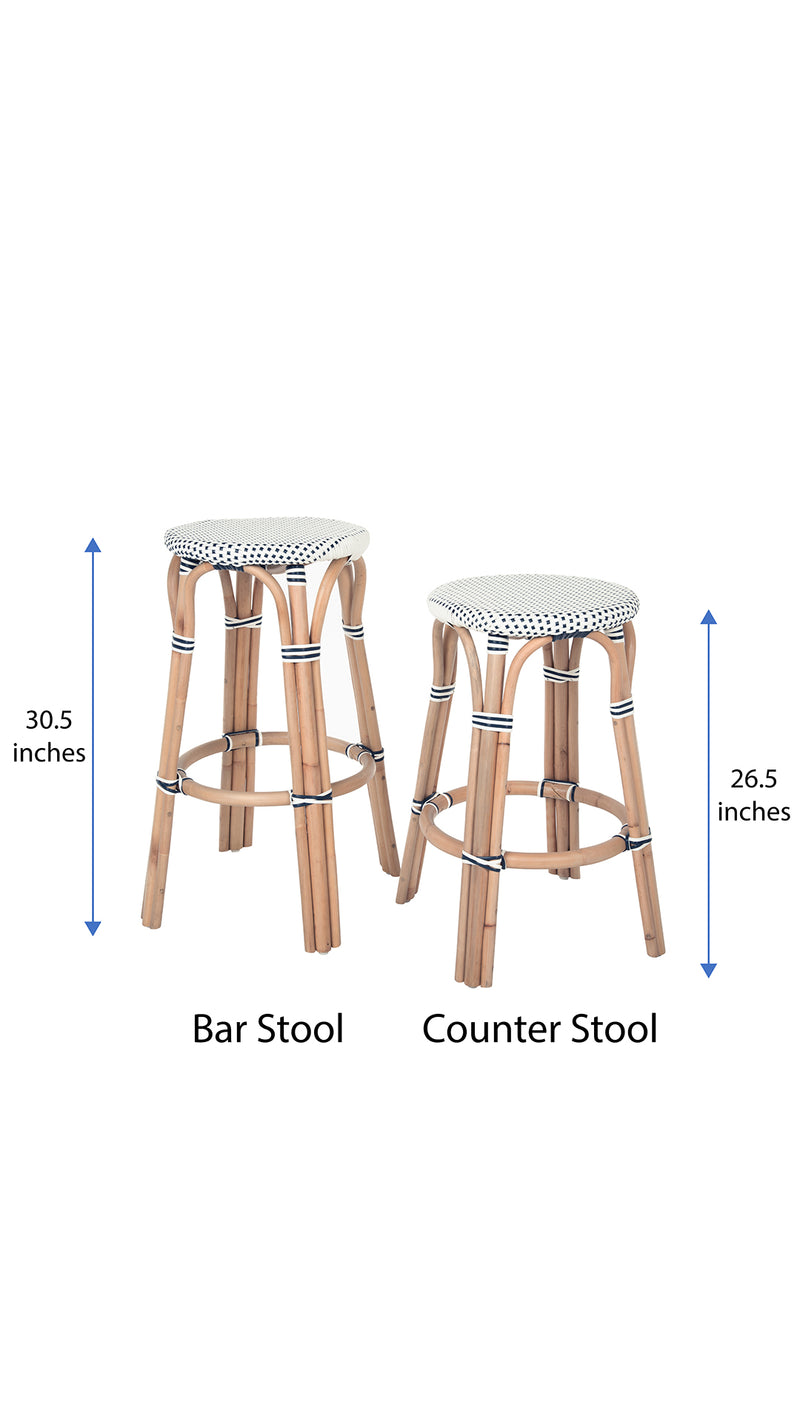 Kouboo Bistro Backless Counter Hight Stool White And Blue