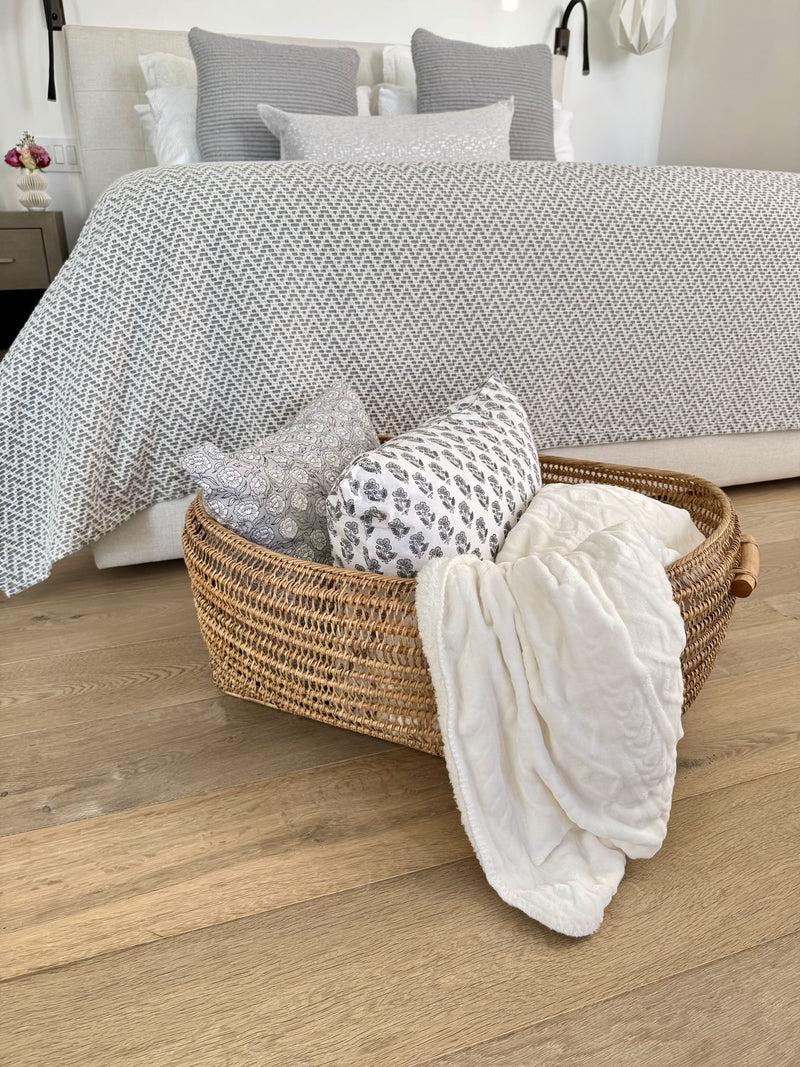 Kouboo Cambria Bulging Rectangular Open Weave Storage Basket Honey-Brown