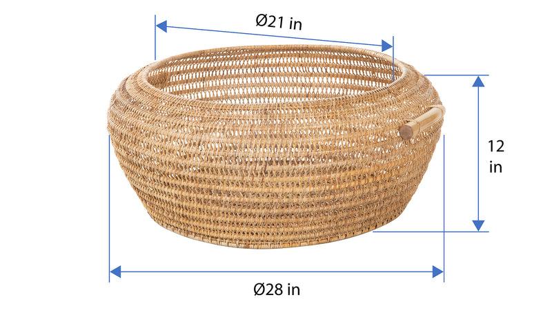 Kouboo Cambria Bulging Round Open Weave Storage Basket Honey-Brown