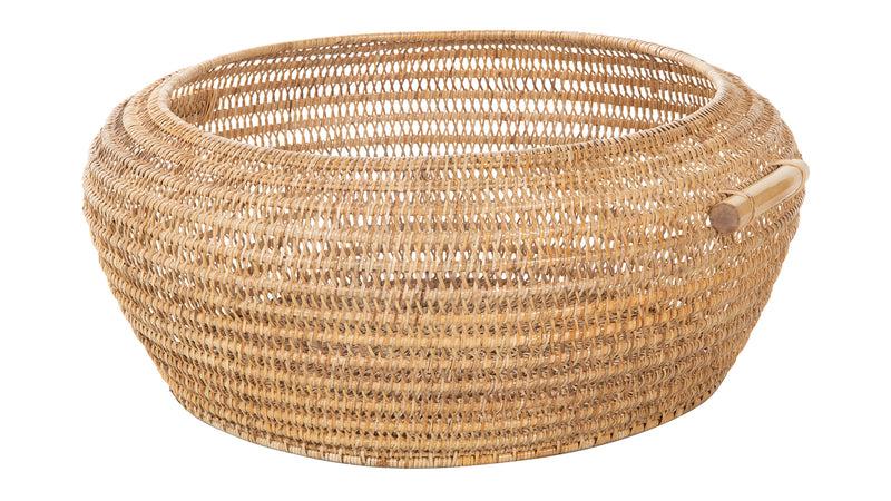 kouboo Cambria Bulging Round Open Weave Storage Basket Honey-Brown