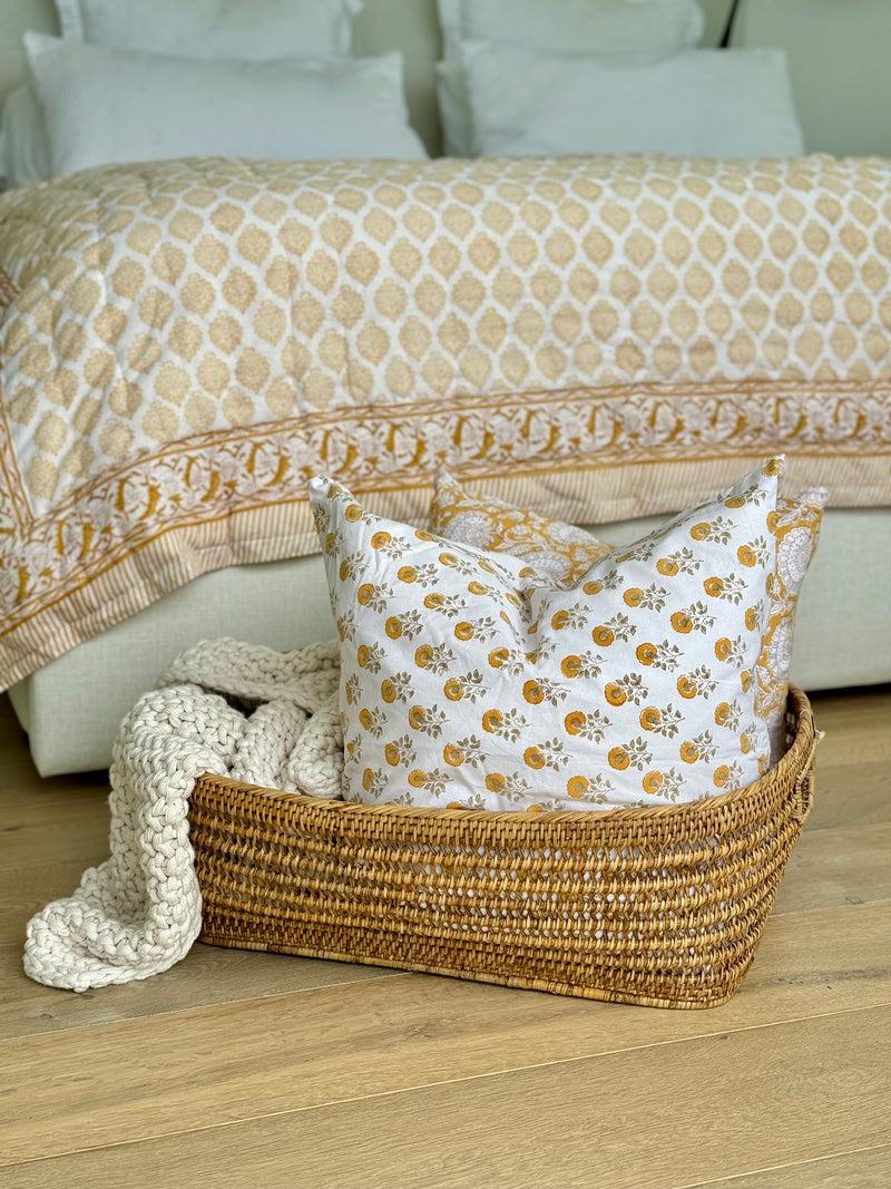 Kouboo Cambria Rectangular Open Weave Storage Basket Honey-Brown