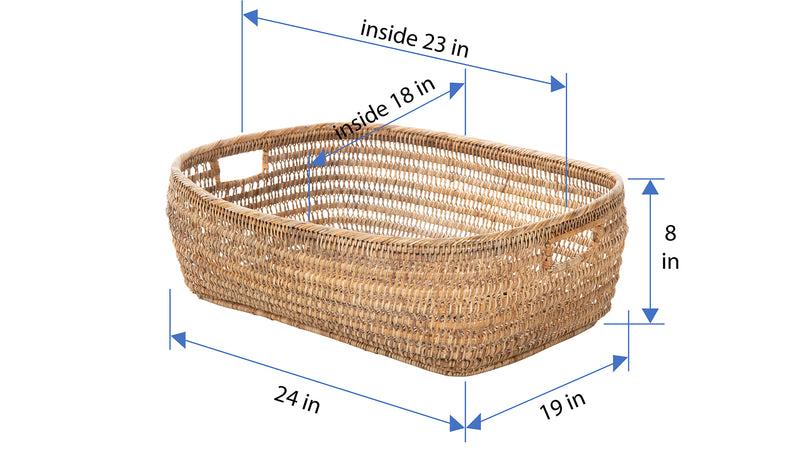 Kouboo Cambria Rectangular Open Weave Storage Basket Honey-Brown