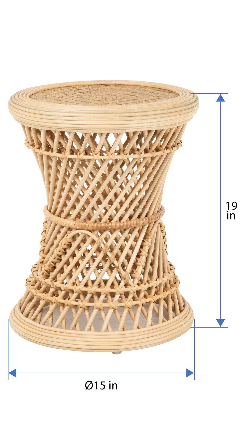 Kouboo Coron Rattan Stool Sidetable And Planter Stand