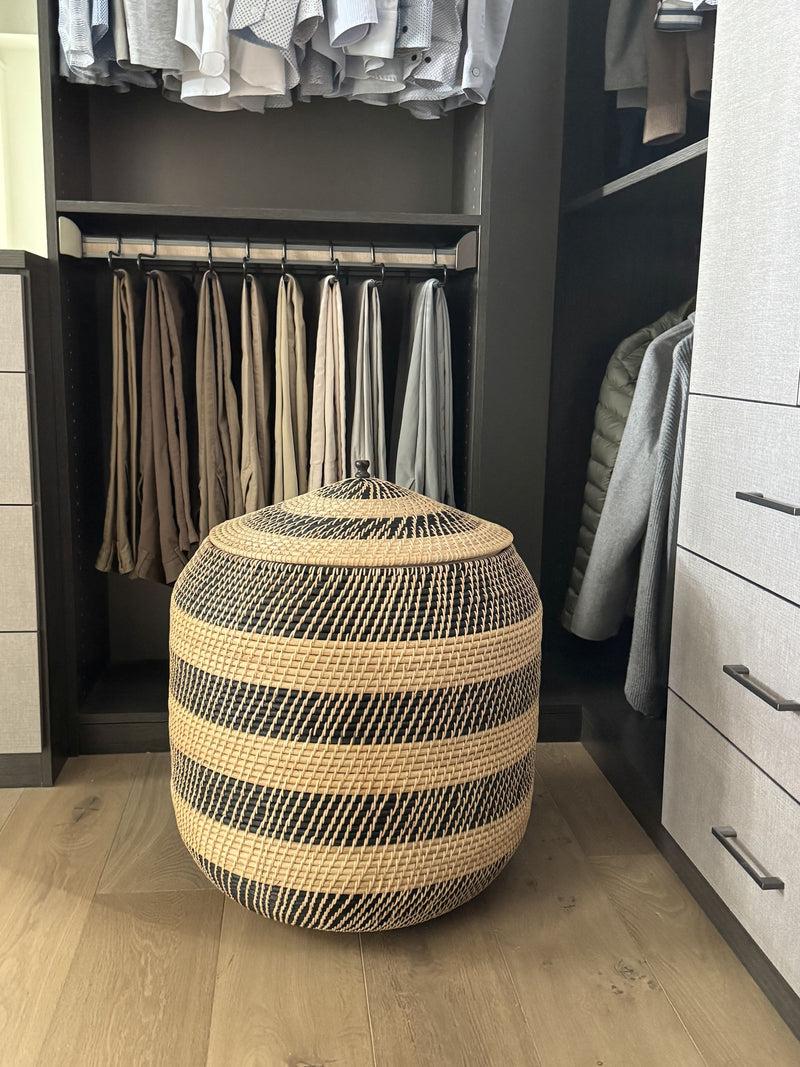 Kouboo Extra-Large Rattan Belly Basket Natural-Black