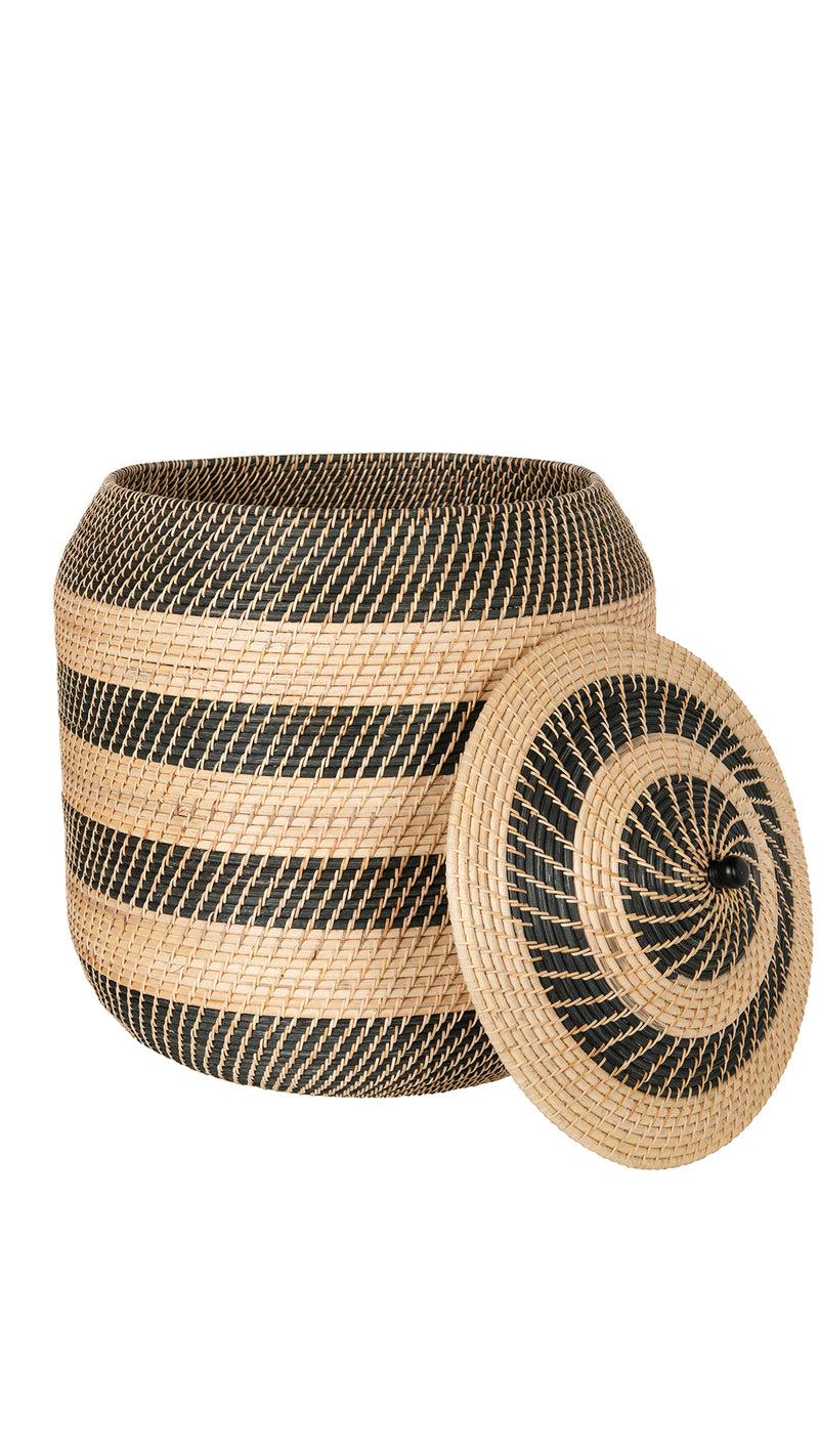 Kouboo Extra-Large Rattan Belly Basket Natural-Black