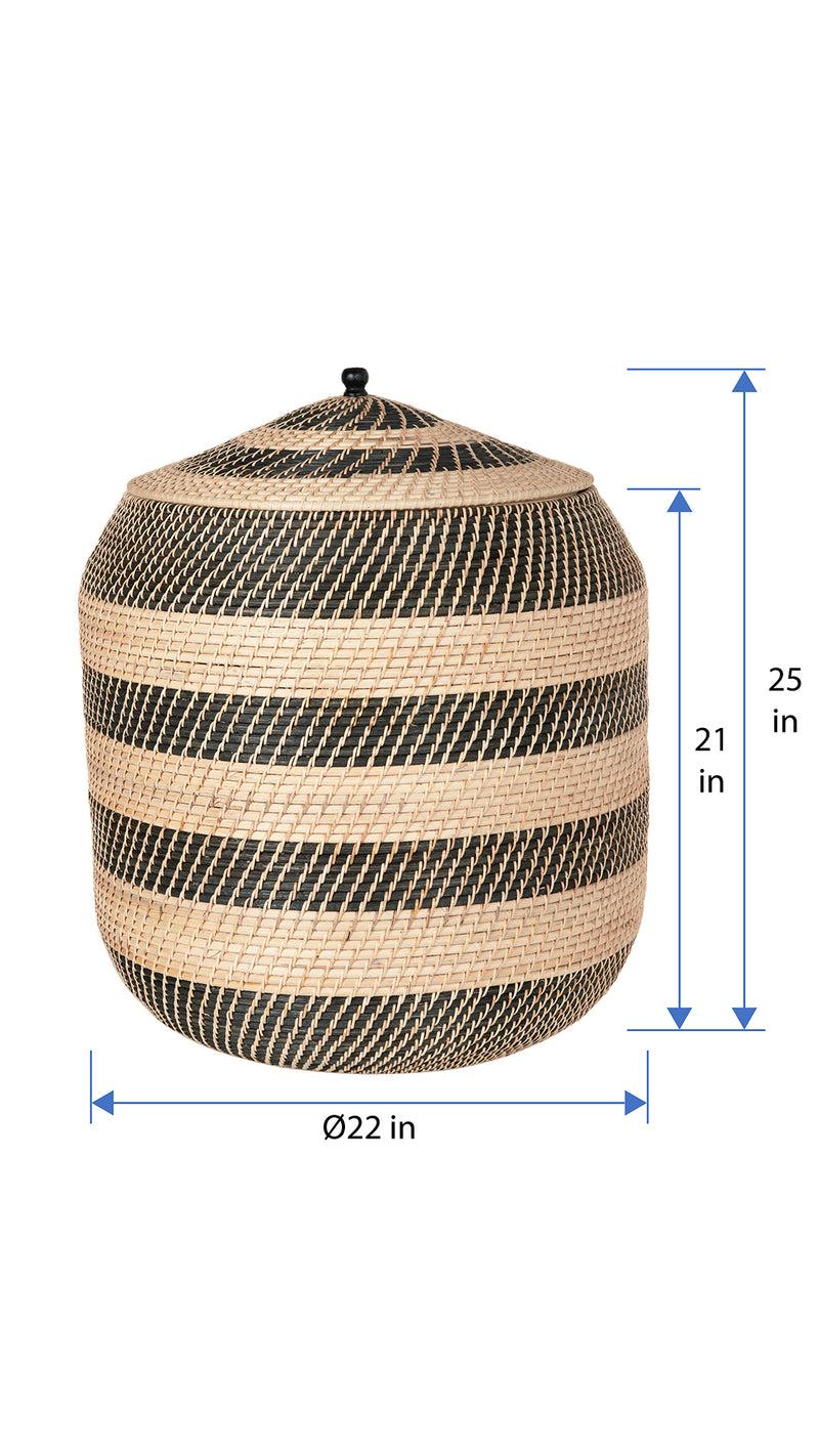 Kouboo Extra-Large Rattan Belly Basket Natural-Black