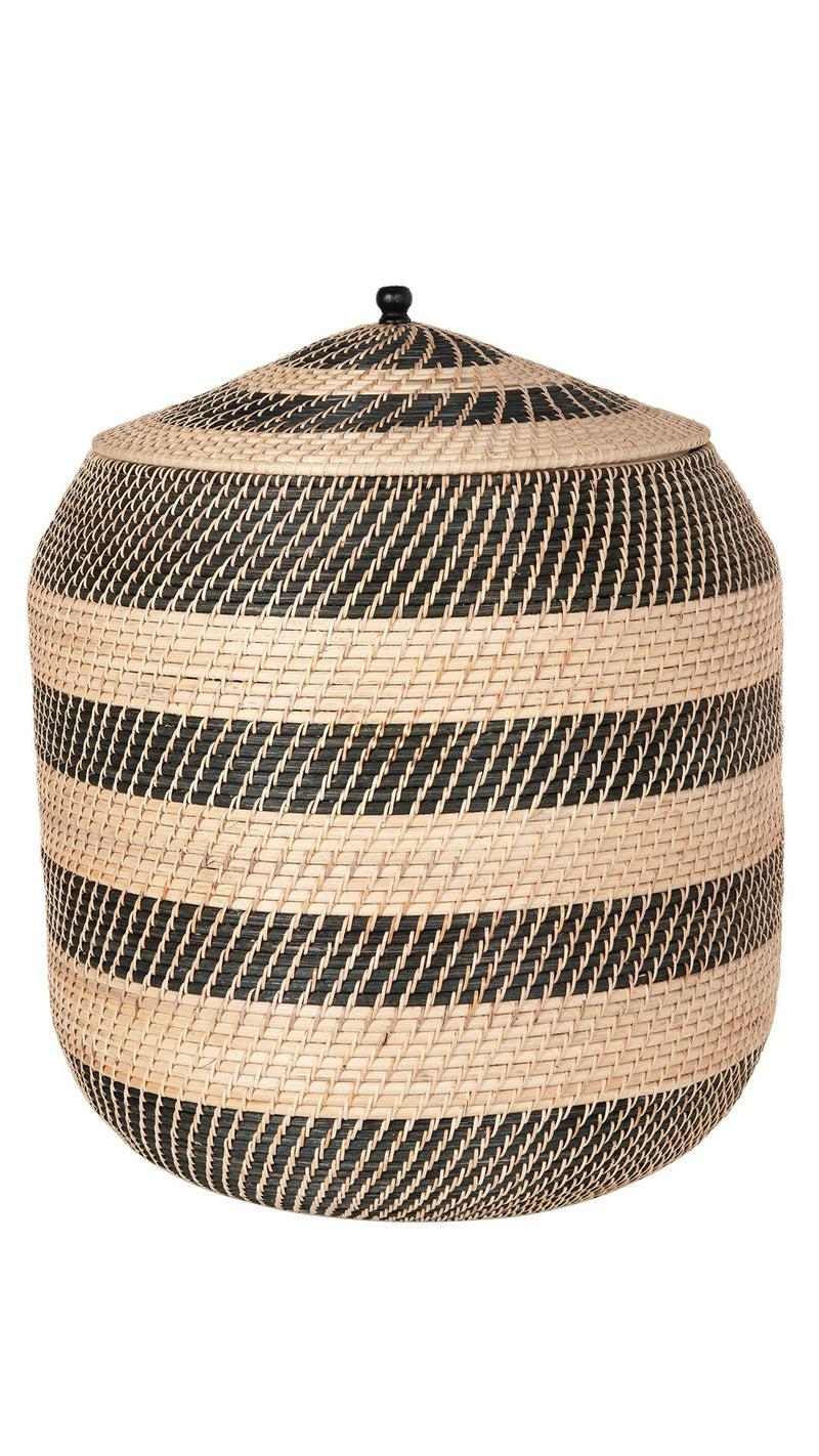 kouboo Extra-Large Rattan Belly Basket Natural-Black