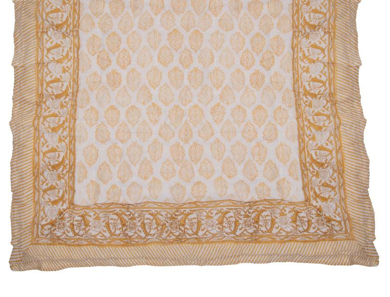 kouboo Hand Block Print Cotton Quilt and Bed Spread Yellow