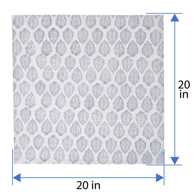 Kouboo Hand Block Print Dinner Napkins 20 Inches X 20 Inches Set Of 4 Pieces Gray