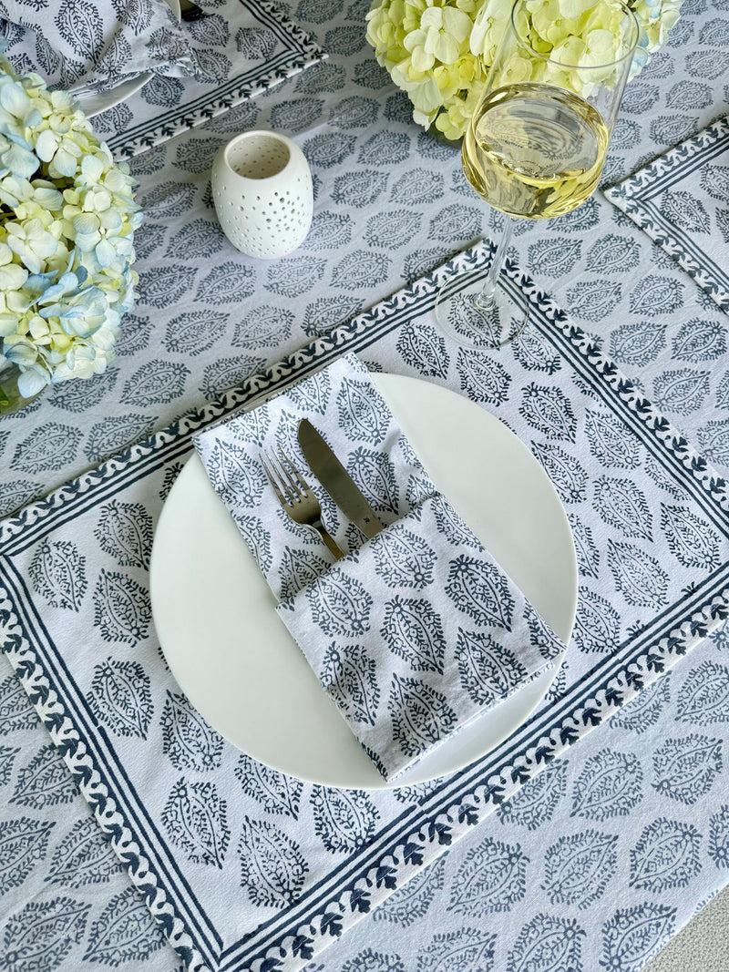 Kouboo Hand Block Print Placemats 18 Inches X 13 Inches Set Of 4 Gray