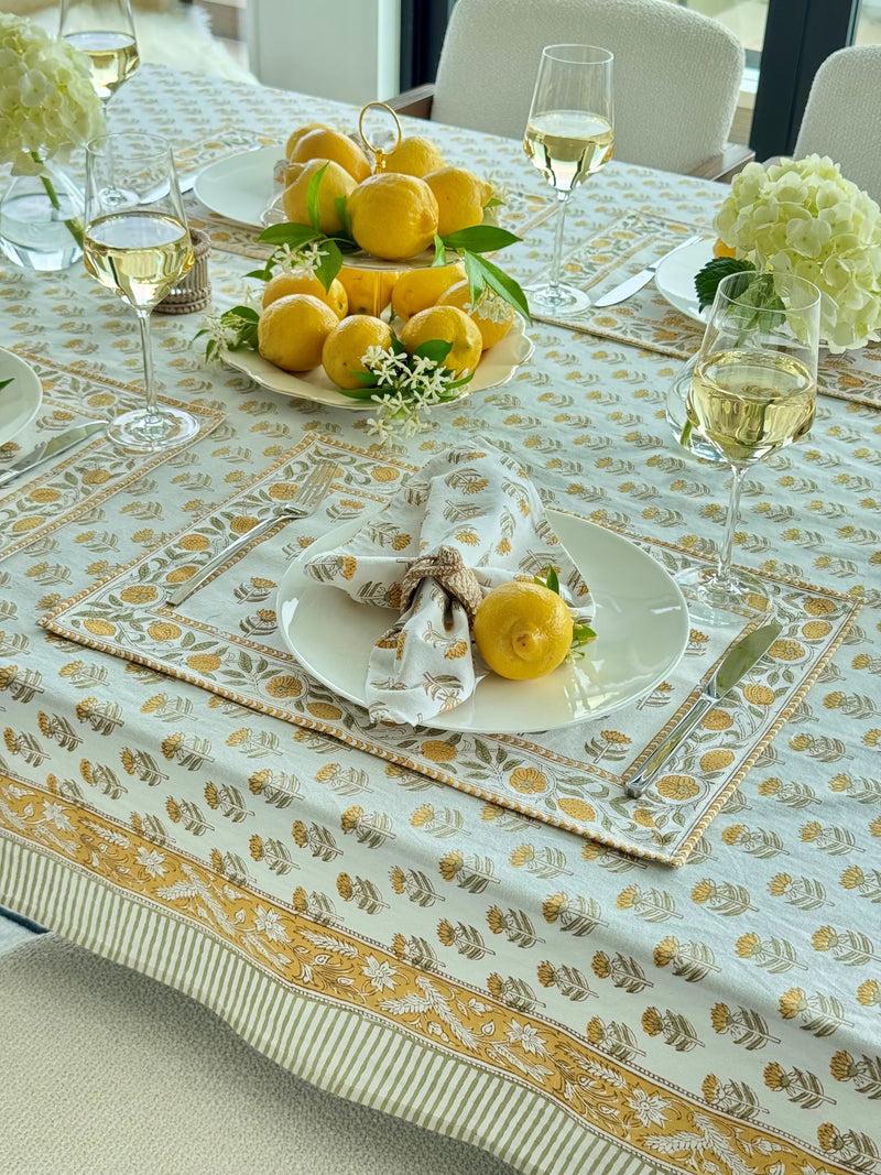Kouboo Hand Block Print Placemats 18 Inches X 13 Inches Set Of 4 Yellow