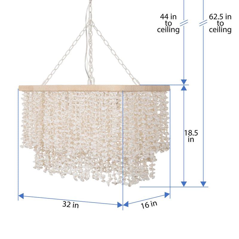 Kouboo Hanging Lamp With White Clam Shell Curtain - Dining Table Lighting With Hanging Clamshells