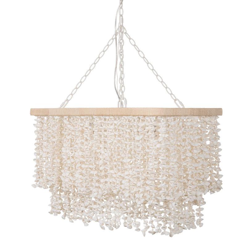 kouboo Hanging Lamp with White Clam Shell Curtain - Dining Table Lighting with Hanging Clamshells kouboo Hanging Lamp with White Clam Shell Curtain - Dining Table Lighting with Hanging Clamshells