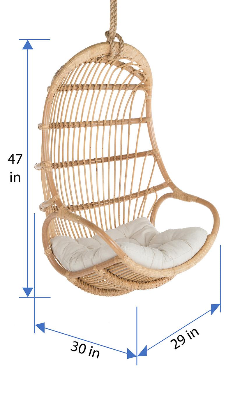 Kouboo Hanging Rattan Swing Chair With Seat Cushion
