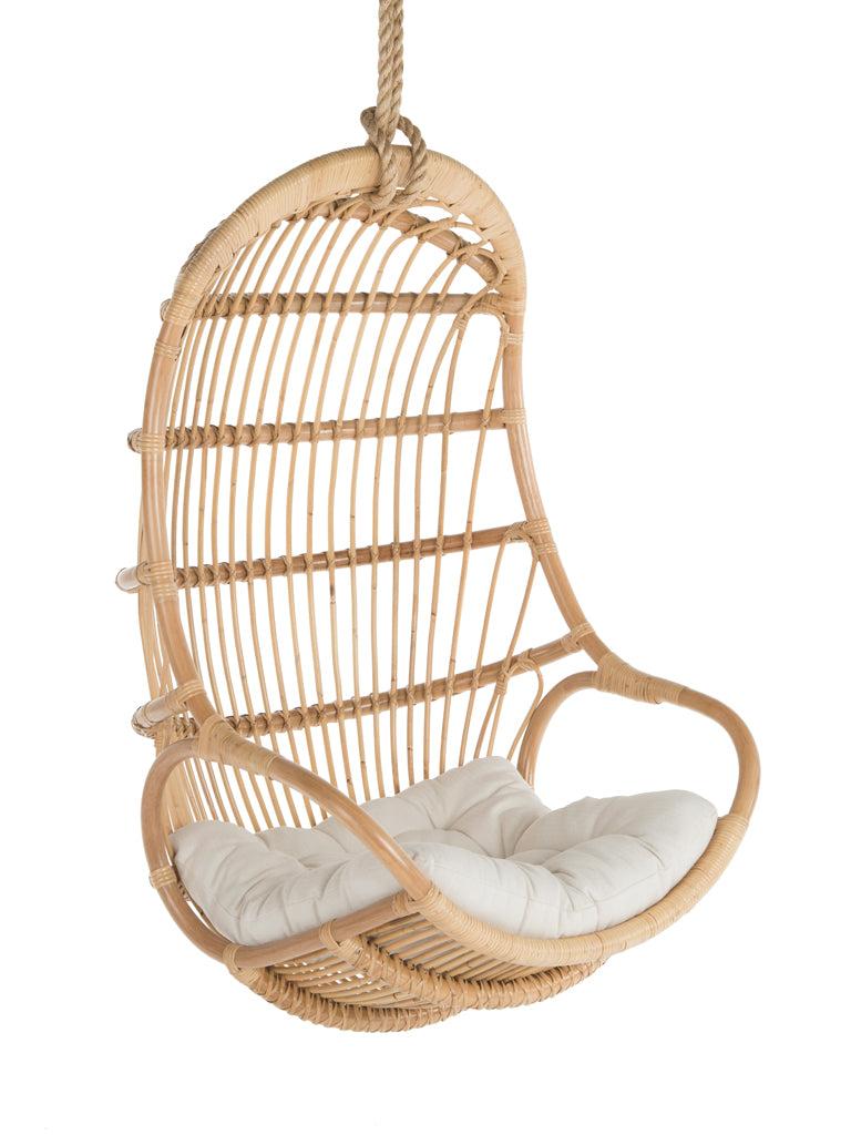 kouboo Hanging Rattan Swing Chair with Seat Cushion