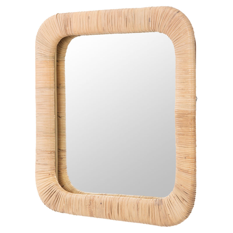 Kouboo Hinata Square Decorative Rattan Wrapped Mirror Natural 24x24
