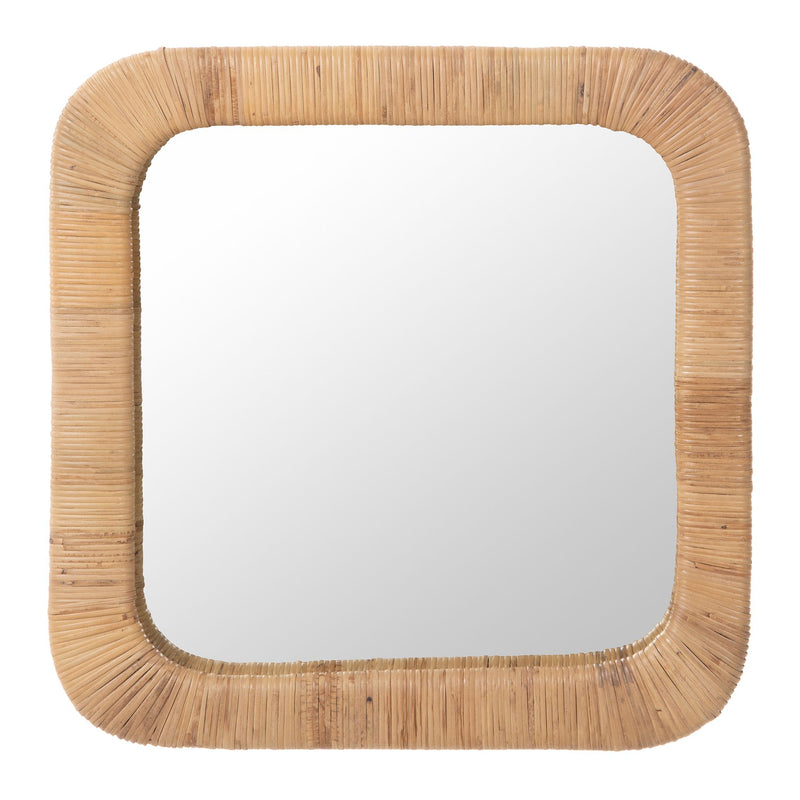 kouboo Hinata Square Decorative Rattan Wrapped Mirror Natural 24x24