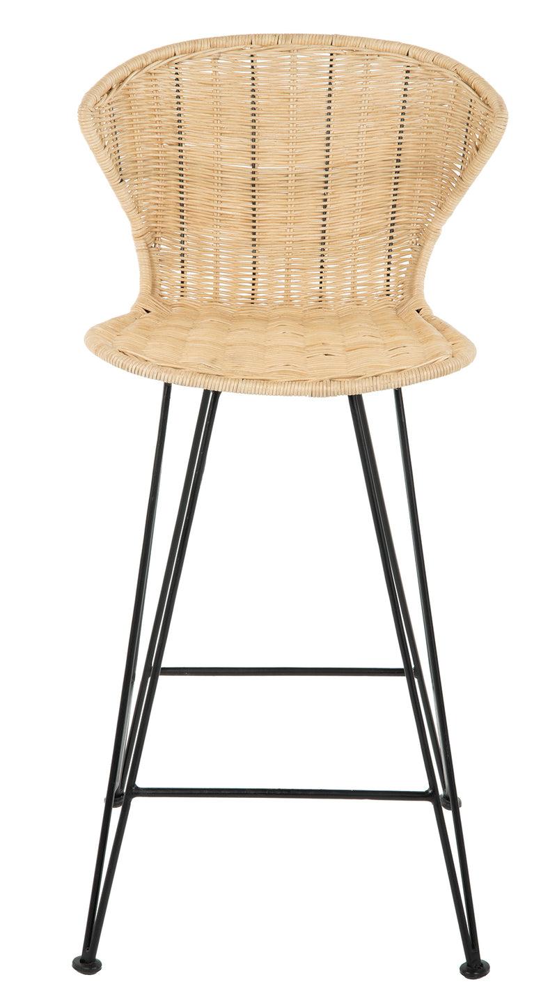 Kouboo Jaro Rattan Counter Stool With Metal Legs Natural Color & Black