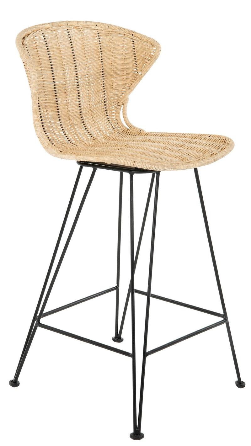 kouboo Jaro Rattan Counter Stool with Metal Legs Natural Color & Black