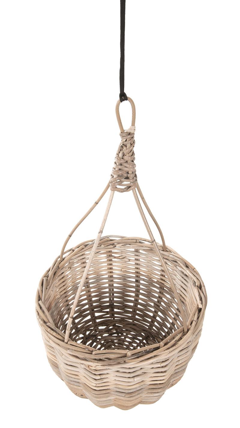 Kouboo Kobo Rattan Hanging Basket And Planter Brown-Gray