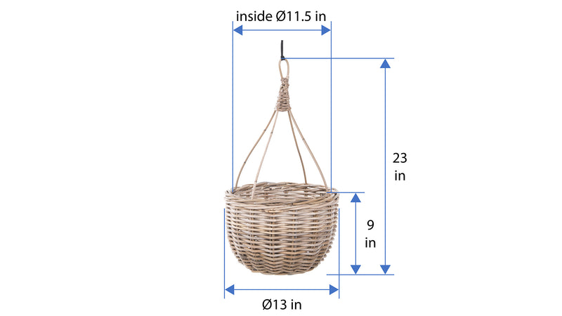 Kouboo Kobo Rattan Hanging Basket And Planter Brown-Gray