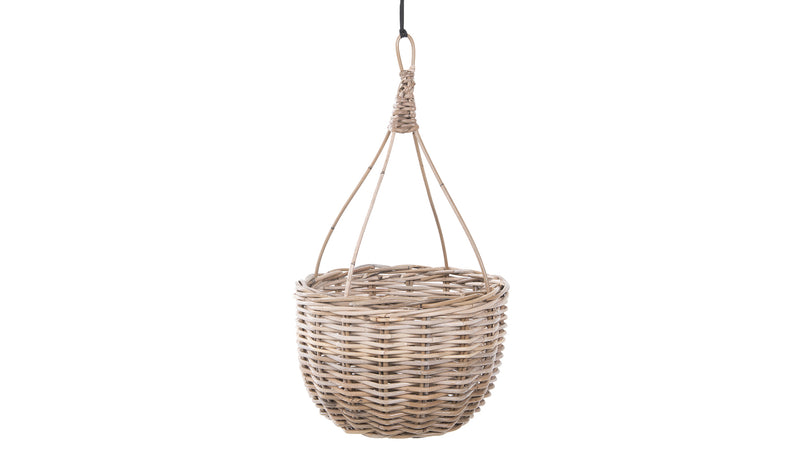 kouboo Kobo Rattan Hanging Basket and Planter Brown-Gray
