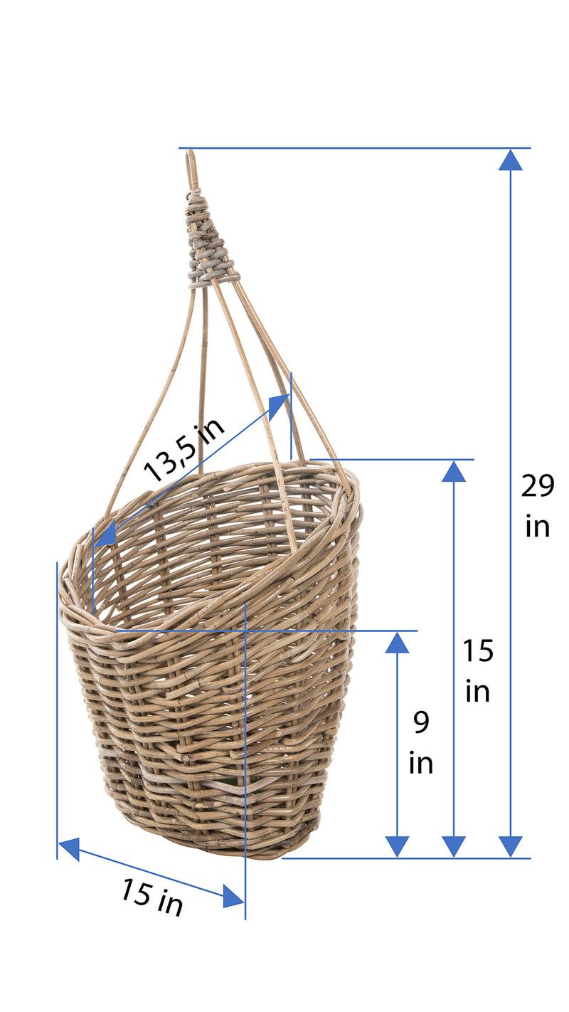 Kouboo Kobo Rattan Hanging Wall Basket And Planter Brown-Gray
