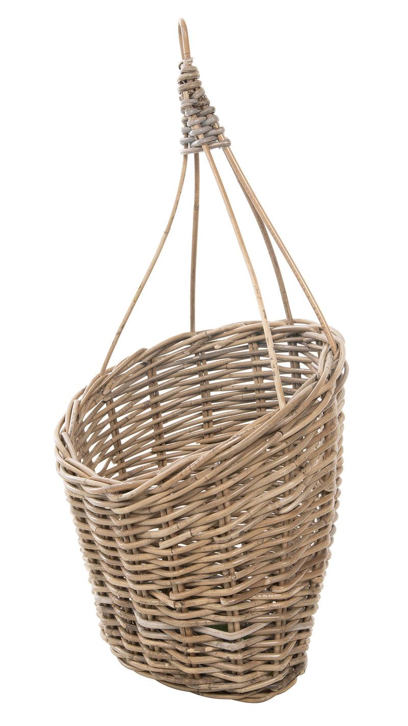 kouboo Kobo Rattan Hanging Wall Basket and Planter Brown-Gray