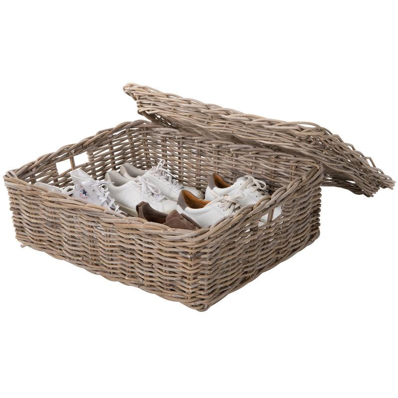 Kouboo Kobo Rattan Rectangular Lidded Storage And Underbed Basket Organizer Box 3 Sizes