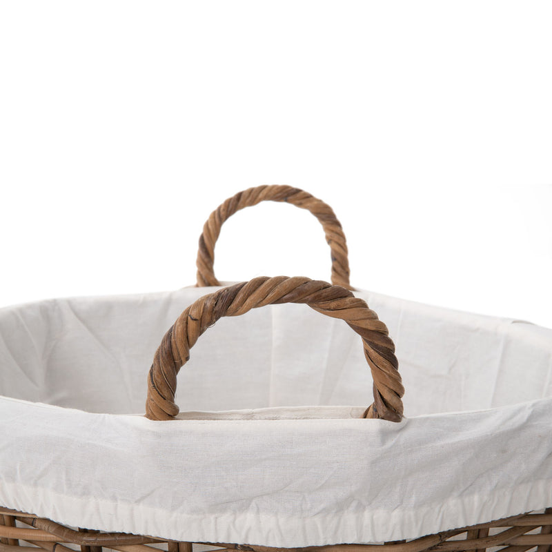 Kouboo Kobo Round Rattan Storage And Laundry Basket With Liner And Handles - Removable And Washable Liner