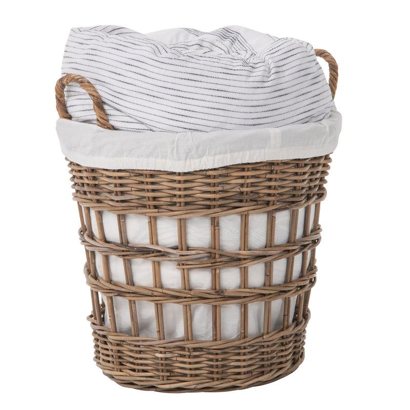Kouboo Kobo Round Rattan Storage And Laundry Basket With Liner And Handles - Removable And Washable Liner