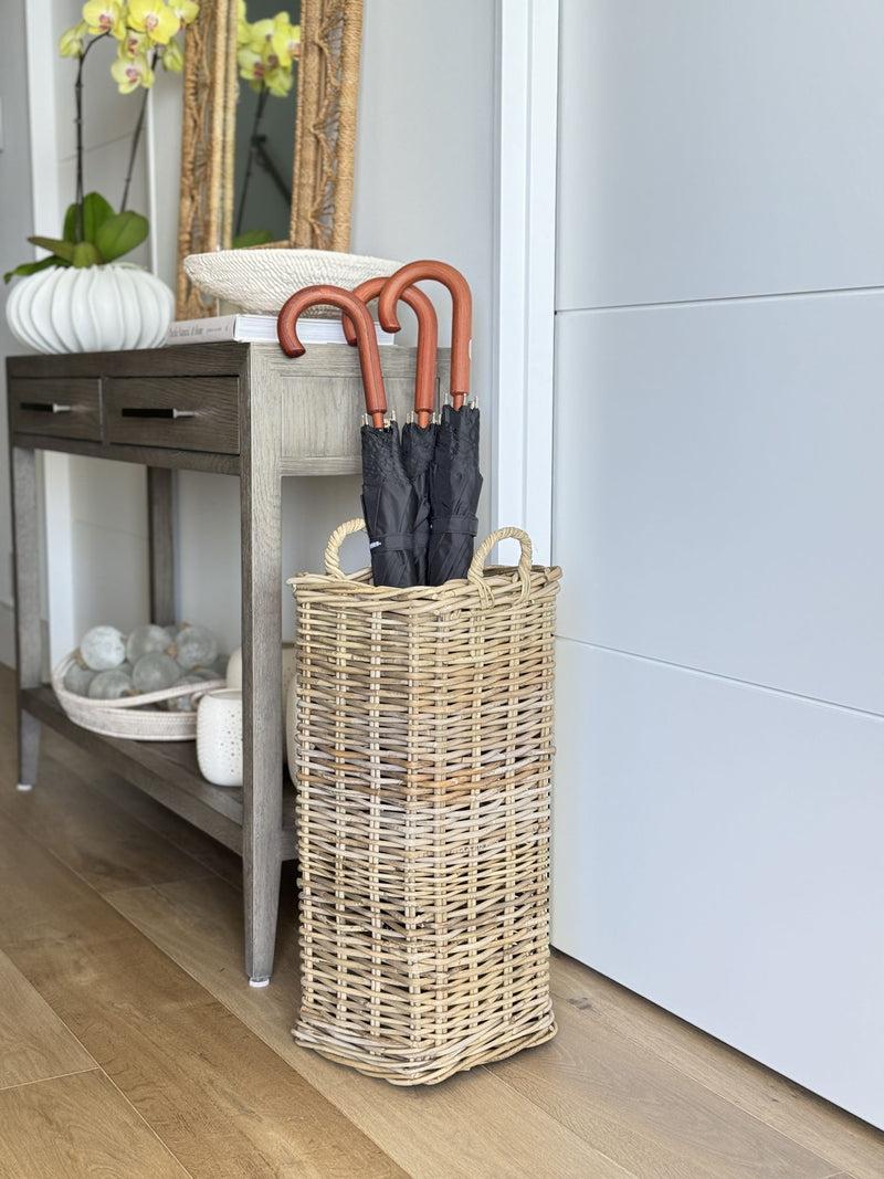 Kouboo Kobo Square Umbrella Stand With Metal Water Catch Gray