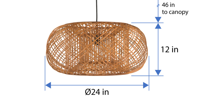 Kouboo Bamboo Crisscross Pendant Lamp Rustic Brown