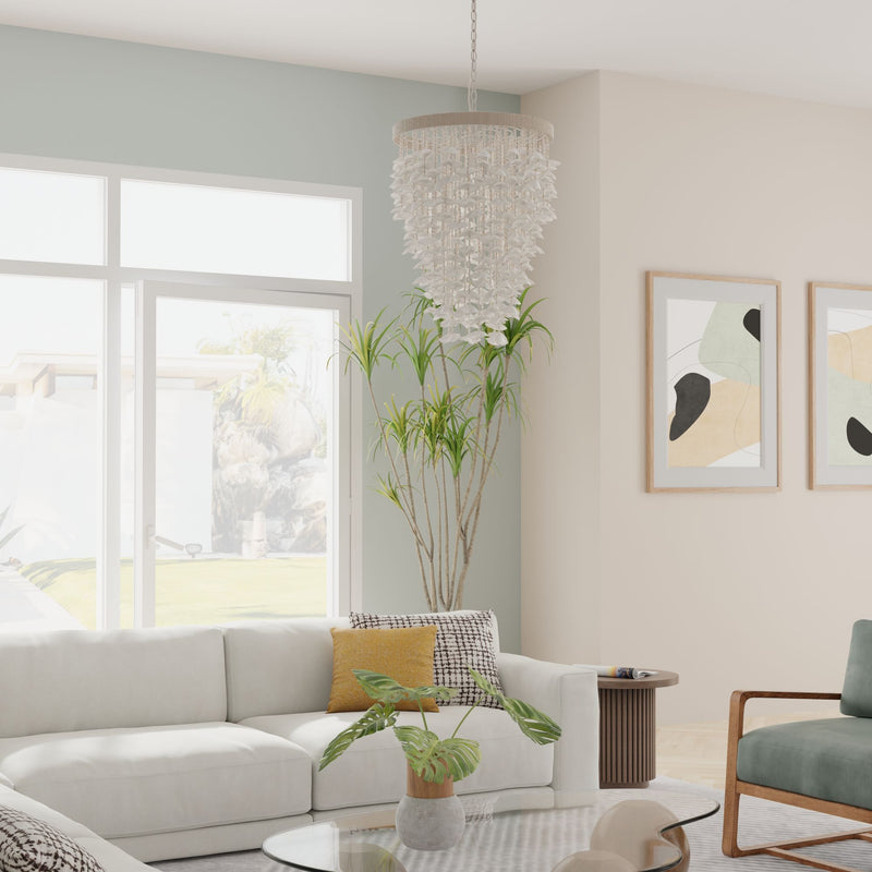 Kouboo Cone Clamrose Seashell Chandelier White