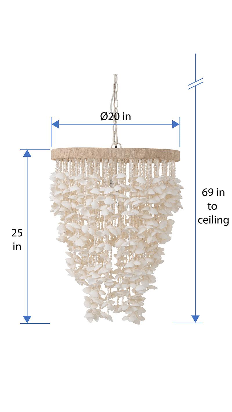 Kouboo Cone Clamrose Seashell Chandelier White