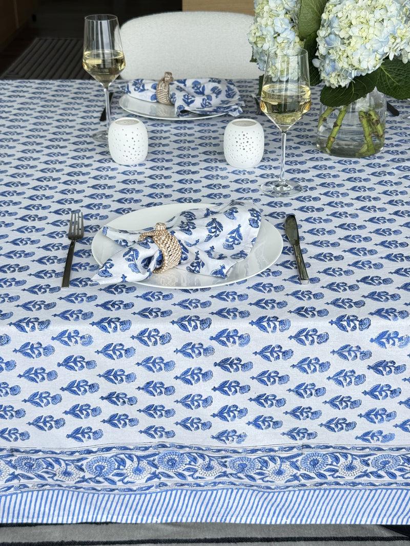 Kouboo Hand Block Print Tablecloth Blue