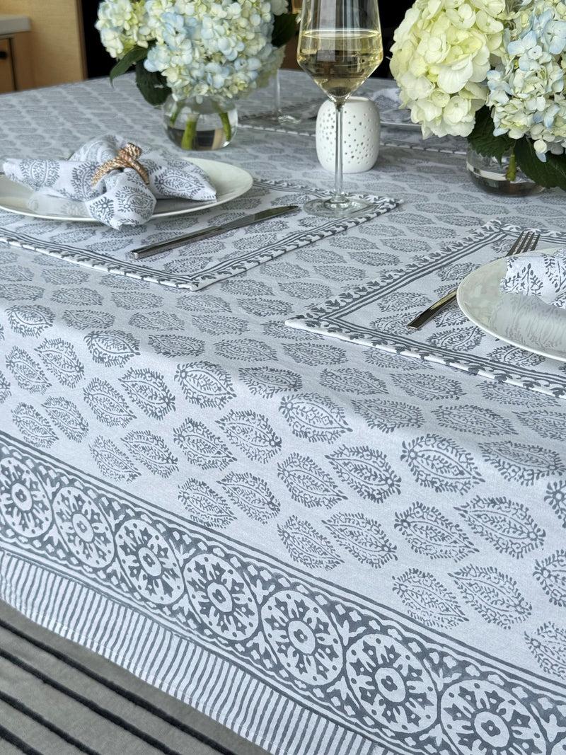 Kouboo Hand Block Print Tablecloth Gray