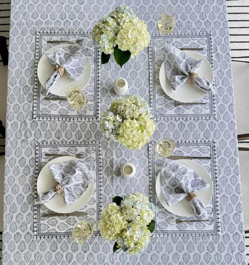 Kouboo Hand Block Print Tablecloth Gray