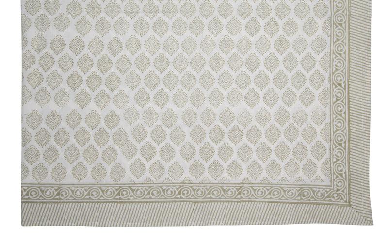 kouboo Hand Block Print Tablecloth Light Green