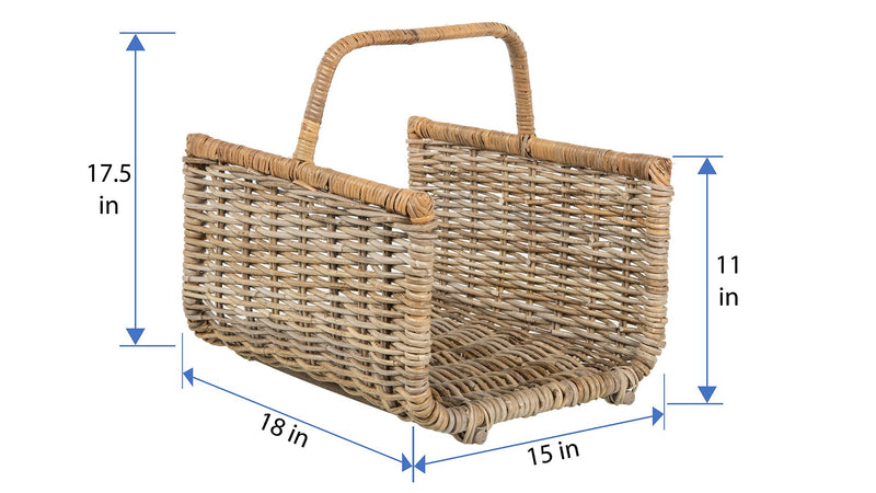 Kouboo Kobo Rattan Fire Log Basket Gray-Brown