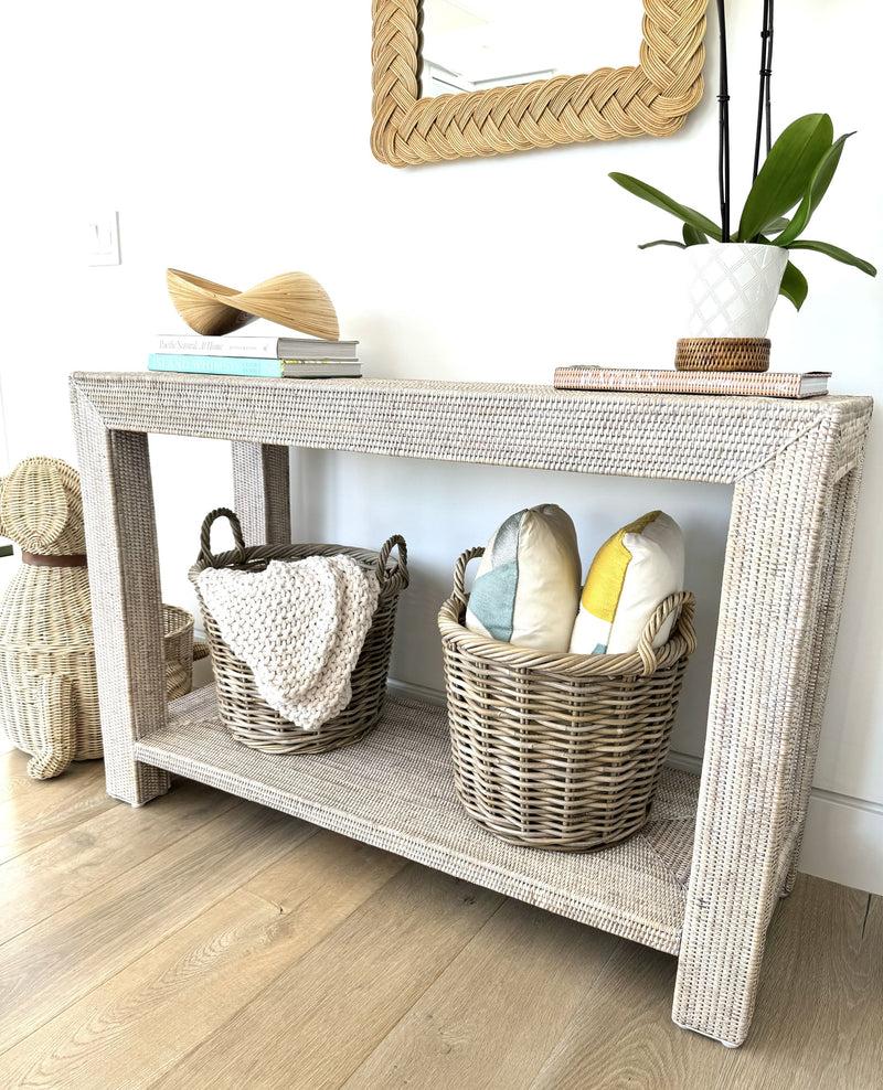 Kouboo Kobo Rattan Round Basket & Planter Gray-Brown