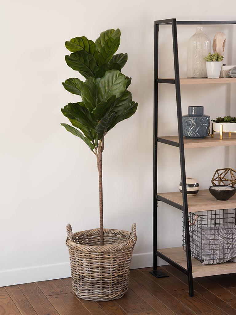 Kouboo Kobo Rattan Round Basket & Planter Gray-Brown