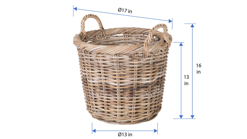 Kouboo Kobo Rattan Round Basket & Planter Gray-Brown