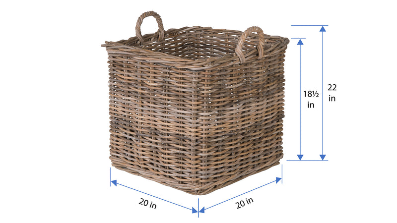 Kouboo Kobo Square Rattan Basket Gray-Brown